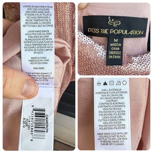 Dress the Population Cameron Sequin Knee Length Dress in Rose | Size Medium - Picture 6 of 7